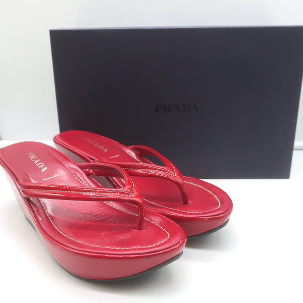 Prada platform deals wedge sandals