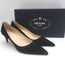 Prada Pointed Toe Kitten Heel Pumps Black Suede Size 37 NEW