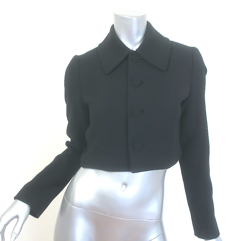 Ralph Lauren Collection Cropped Jacket Black Stretch Wool Size 6