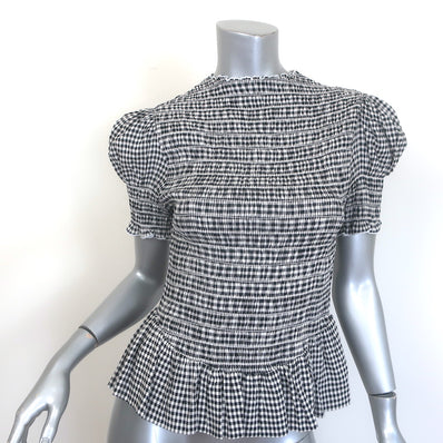 Reformation Aggie Gingham Smocked Peplum Top