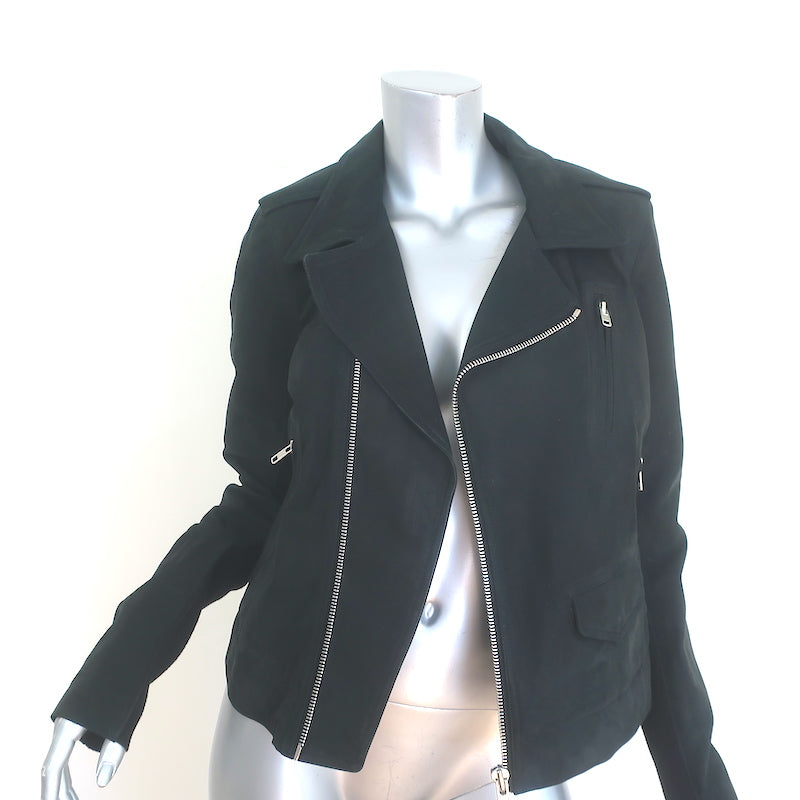 Rick Owens Stooges Suede Biker Jacket Black Size US 14