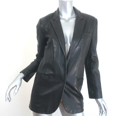 SPRWMN Leather Blazer Black Size Extra Small One-Button Jacket