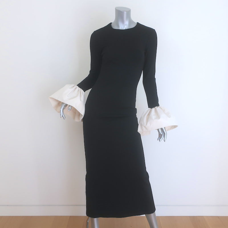 black maxi dress with bell sleeves STAUD, Hawthorne in Ivory, Size XS Reindeer seamed bodice SHEIN Tall Women's Black Primary color:Light Blue