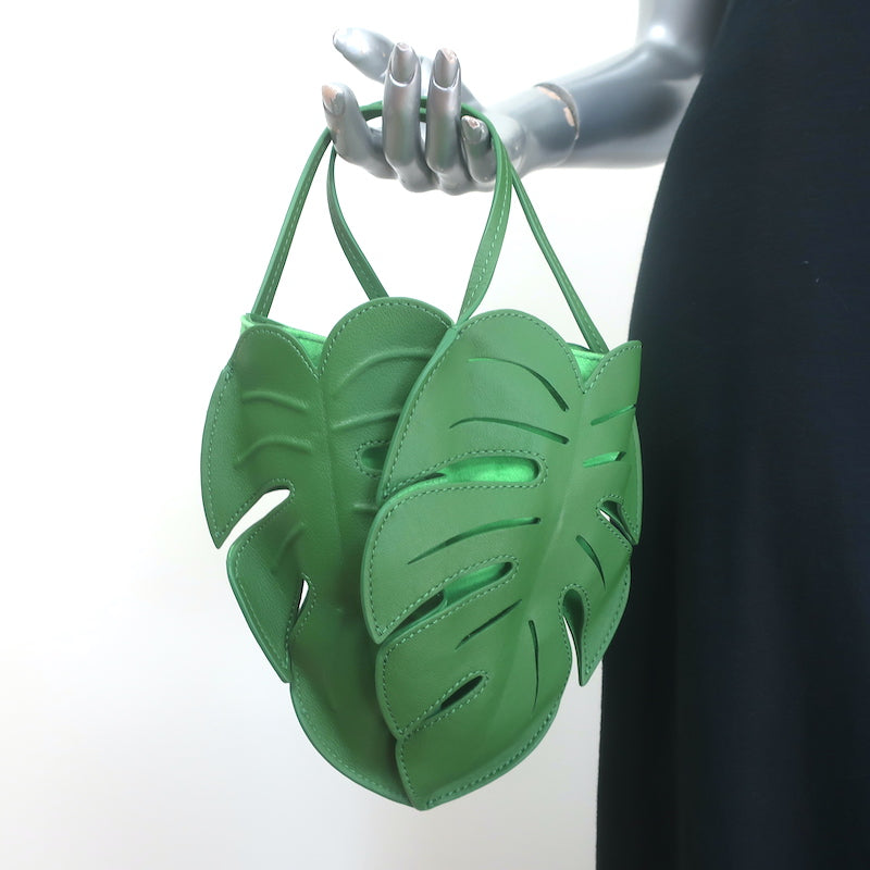 STAUD Palm Bag Green Leather Mini Tote NEW