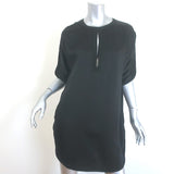 Saint Laurent Keyhole Mini Dress Black Satin Size 38 Short Sleeve Shift