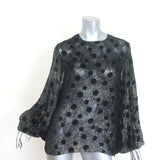 Saint Laurent velvet polka-dot burnout blouse black & silver metallic, authentic pre-owned, size 38