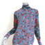 See by Chloe Tie-Back Chiffon-Sleeve Blouse Blue Floral Print Crepe Size 36