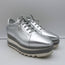 Stella McCartney Sneak Elyse Platform Sneakers Silver Faux Leather Size 39