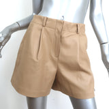 The Frankie Shop Manon Pleated Vegan Leather Shorts Beige Size Small NEW
