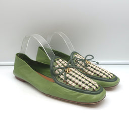 Tory Burch Charm Woven Loafers Green