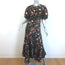 Ulla Johnson Heleen Puff Sleeve Maxi Dress Black Floral Print Silk Size 8