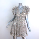 Ulla Johnson Ivy Ruffled Mini Dress Cream Floral Print Silk-Blend Size 0