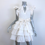 Ulla Johnson Lulua Ruffled Mini Dress White Cotton Size 4