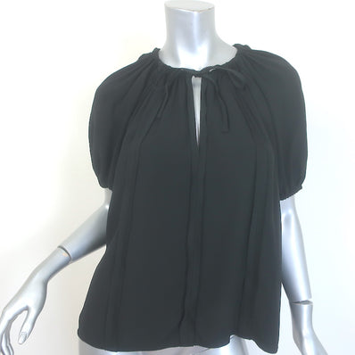 Ulla Johnson Marcelena Tie-Neck Top Black Crepe