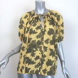 Ulla Johnson Marcelena Tie-Neck Top Yellow Floral Print