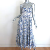 Ulla Johnson Nadine Sweetheart Midi Dress Blue/White Damask Print Size 6