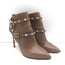Valentino Rockstud Double-Strap Ankle Boots Brown Leather Size 38.5