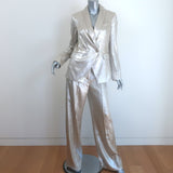 Veronica Beard Metallic Suit Silver Size 4 Jagger Jacket & Millicent Pants NEW