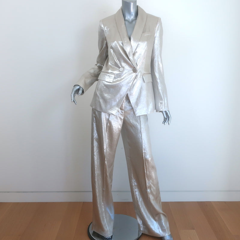 Veronica Beard Metallic Suit Silver Size 4 Jagger Jacket & Millicent Pants NEW