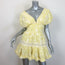 WAIMARI Paloma Smocked Embroidered Mini Dress Light Yellow Cotton Size Small