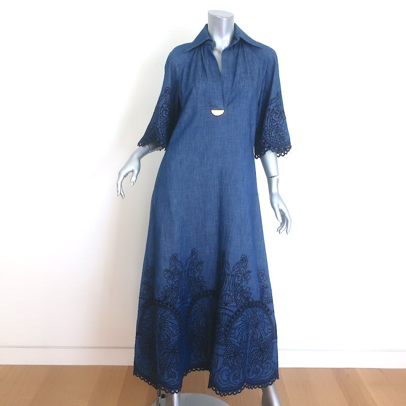 ZIMMERMANN Coco Embroidered Denim Dress | Railway Blue