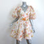 Zimmermann Tranquility Flip Puff Sleeve Mini Dress Cream Floral Print Size 0
