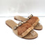 Mystique Shell-Embellished Fringed Slide Sandals Beige Suede Size 7 NEW
