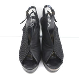 Calleen Cordero Platform Wedge Sandals Felipa Black Snake-Print Leather Size 6