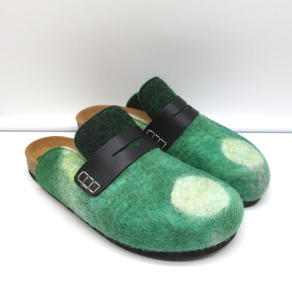 JW Anderson Felt Clog Mules Green Landscape Size 37 Backless