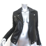 IRO Tara Leather Biker Jacket Black Size 38 Side-Zip Moto Jacket