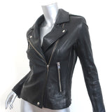 IRO Tara Leather Biker Jacket Black Size 38 Side-Zip Moto Jacket