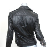 IRO Tara Leather Biker Jacket Black Size 38 Side-Zip Moto Jacket