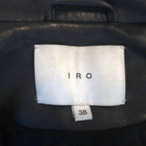 IRO Tara Leather Biker Jacket Black Size 38 Side-Zip Moto Jacket