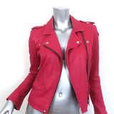 IRO Ashville Leather Biker Jacket Fuchsia Size 1 Moto Jacket