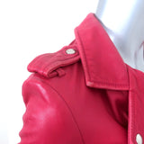 IRO Ashville Leather Biker Jacket Fuchsia Size 1 Moto Jacket