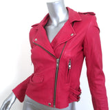 IRO Ashville Leather Biker Jacket Fuchsia Size 1 Moto Jacket