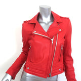 IRO Luiga Leather Biker Jacket Red Size 40 Cropped Moto Jacket