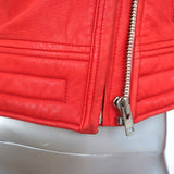 IRO Luiga Leather Biker Jacket Red Size 40 Cropped Moto Jacket