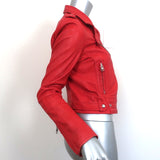 IRO Luiga Leather Biker Jacket Red Size 40 Cropped Moto Jacket