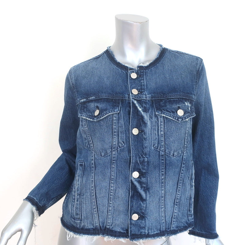 AMO Lola Raw Hem Jean Jacket Treasured Denim Size Large