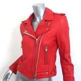 IRO Luiga Leather Biker Jacket Red Size 40 Cropped Moto Jacket