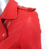 IRO Luiga Leather Biker Jacket Red Size 40 Cropped Moto Jacket