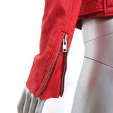 IRO Luiga Leather Biker Jacket Red Size 40 Cropped Moto Jacket