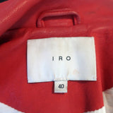 IRO Luiga Leather Biker Jacket Red Size 40 Cropped Moto Jacket