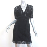 Veronica Beard Mini Dress Sage Black Seamed Lace Size 4 Short Sleeve V-Neck