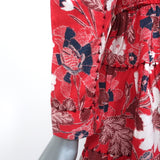 Ulla Johnson Mini Dress Liv Red Floral Print Size 0 Long Sleeve Tassel Tie