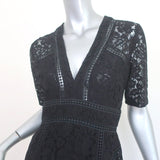 Veronica Beard Mini Dress Sage Black Seamed Lace Size 4 Short Sleeve V-Neck