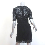 Veronica Beard Mini Dress Sage Black Seamed Lace Size 4 Short Sleeve V-Neck