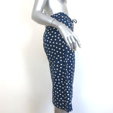 A.P.C. Ruched Skirt Blue Polka Dot Cotton-Linen Size 34
