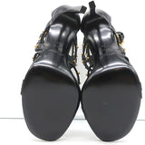 Saint Laurent Studded Sandals Jerry Black Leather Size 39 Strappy Heels NEW